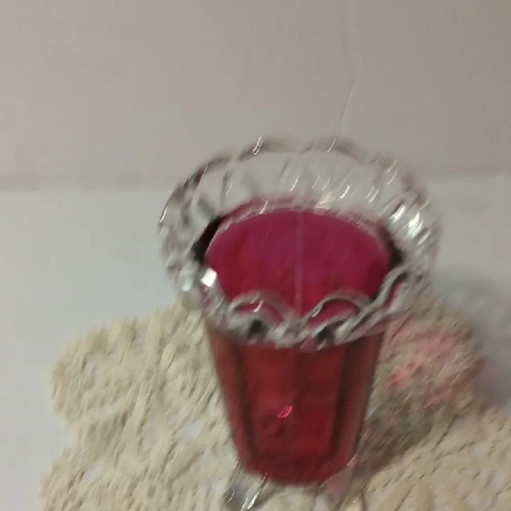 Antique English Cranberry Blown Glass Vase 5 Inches Tall And 3.5 Inches Wide
